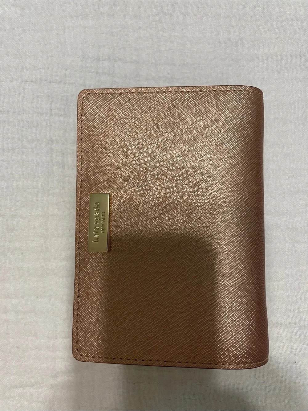 kate spade metallic rose gold compact cardholder